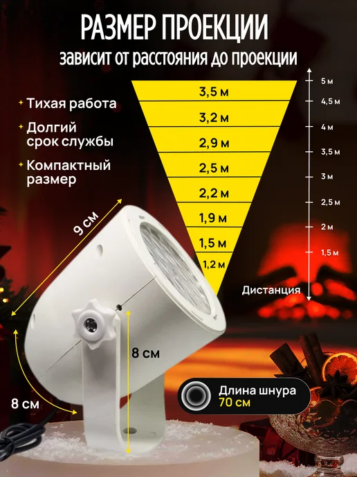 Synergy.llc Светодиодный проектор «Метель» с динамичными снежинками. USB, белый, фото 2