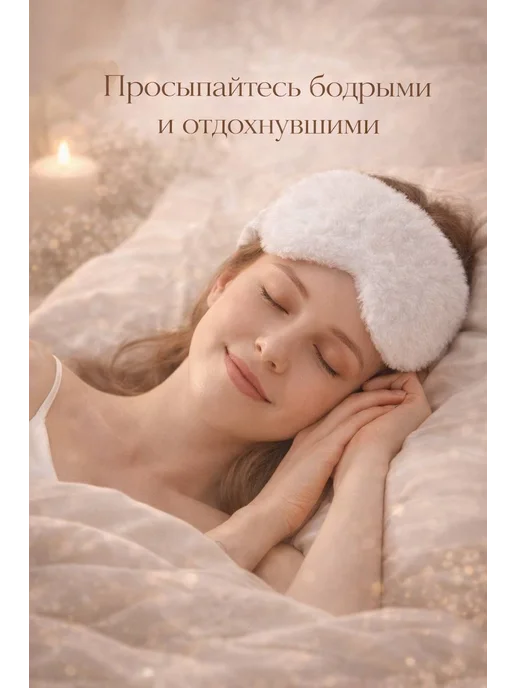 Сверхобщество Маска для сна пушистая розовая, белый, фото 2