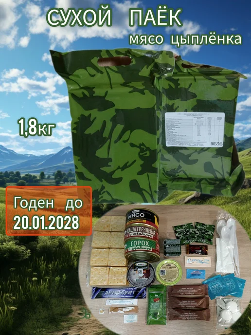Сухой паёк туристический, армейский, ИРП до 20.01.2028, вариант