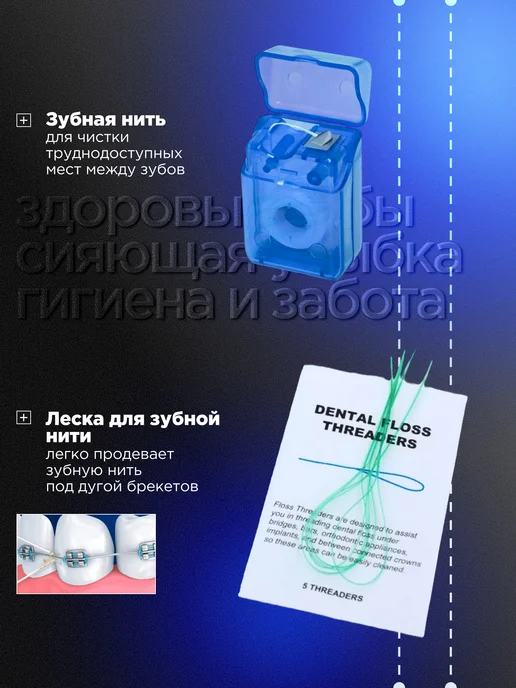 Набор для брекетов ортодонтический с зубной щеткой, синий, фото 7