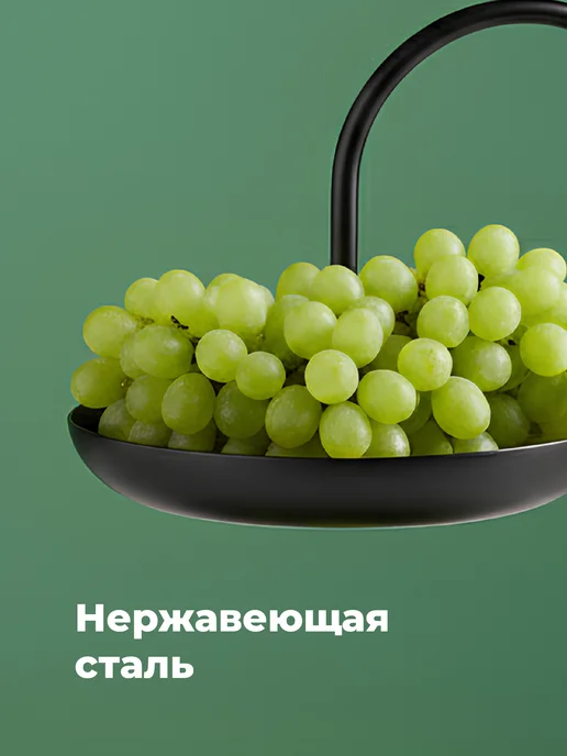Shiny Kitchen Фруктовница двухъярусная этажерка металлическая, черный, фото 4