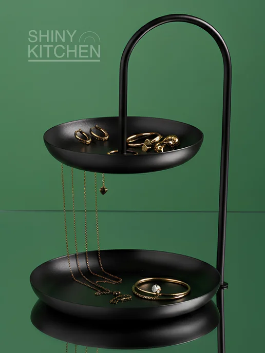 Shiny Kitchen Фруктовница двухъярусная этажерка металлическая, черный, фото 6