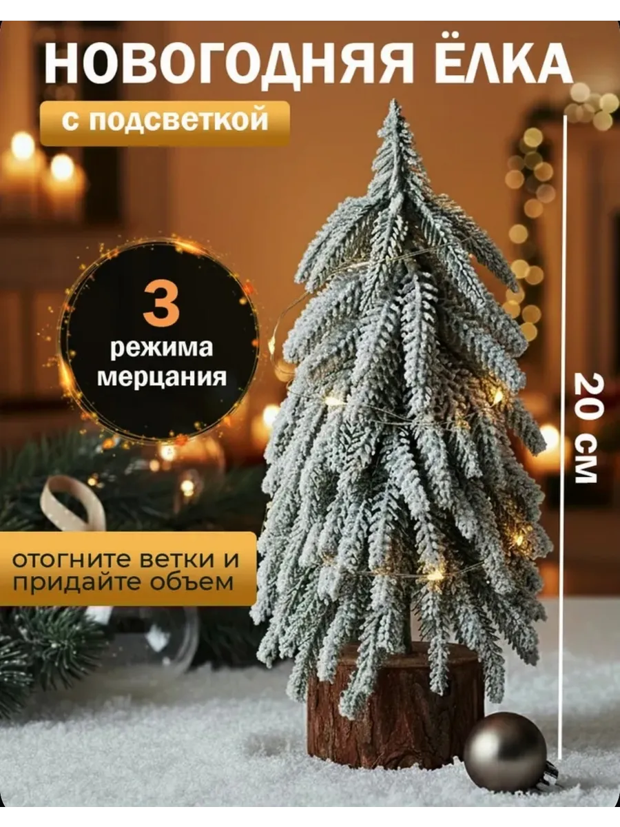 Ель декоративная заснеженная 20 см