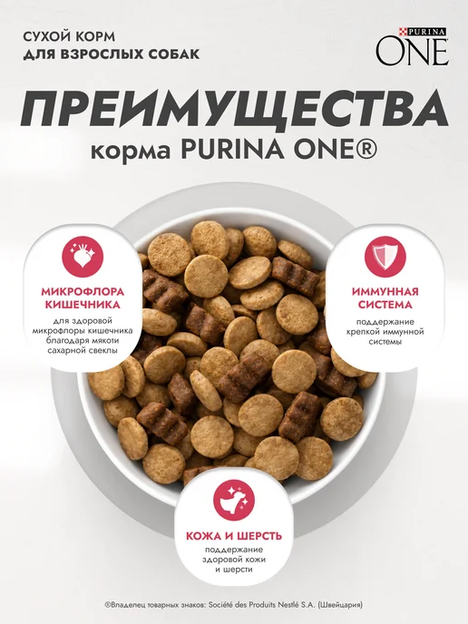 Сухой корм PURINA ONE для собак, ягненок, 10 кг, фото 4