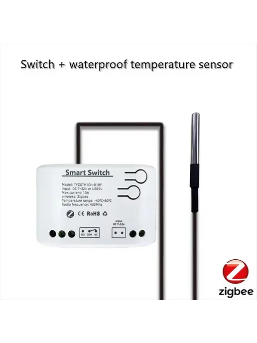 无品牌 Tuya Smart Zigbee выключатель с датчиком температуры, пассив…, вариант, фото 4
