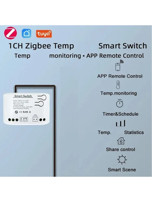 无品牌 Tuya Smart Zigbee выключатель с датчиком температуры, пассив…, вариант, фото 6