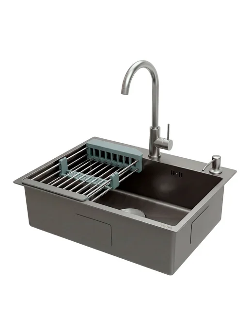 Azario Мойка для кухни 50х50 Nicole AZG5050H серая, 50x50, фото 6