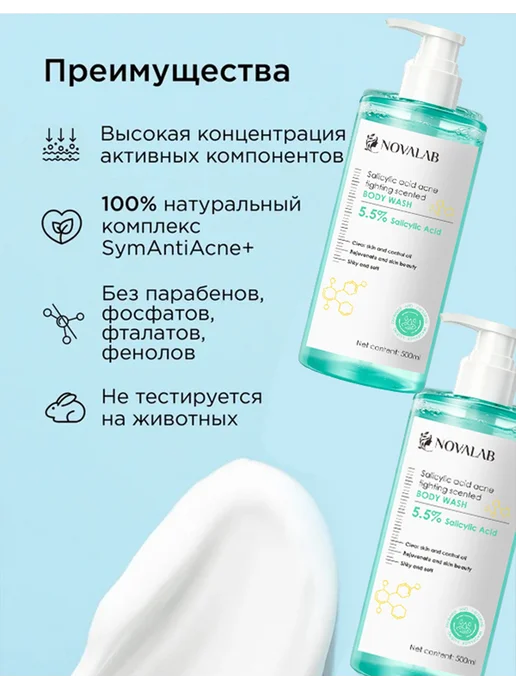 NOVALAB Гель для душа для ухода за кожей спины и тела, вариант, фото 6