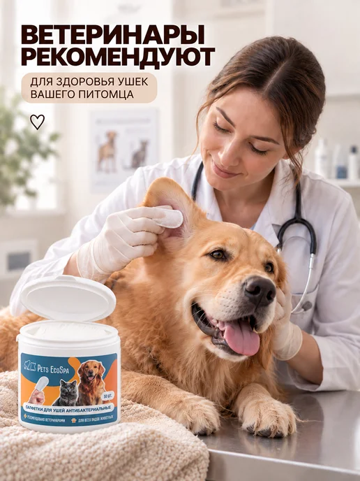 Pet You Love Влажные салфетки для чистки ушей собак и кошек напальчники, 50 шт, фото 3