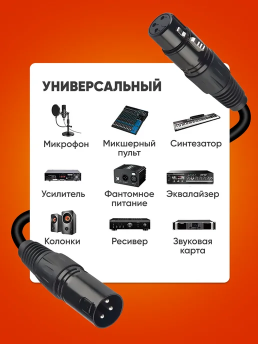 ABStore Микрофонный кабель XLR m - XLR f 5 метров, черный, фото 2