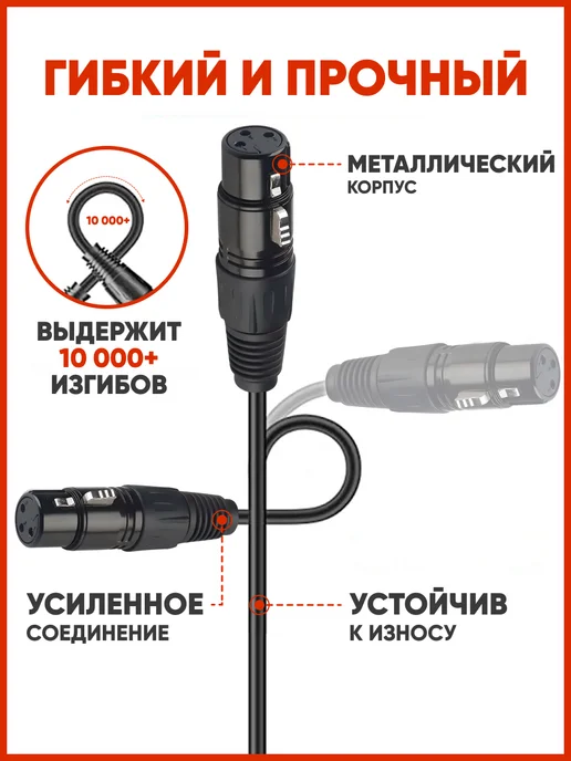 ABStore Микрофонный кабель XLR m - XLR f 5 метров, черный, фото 3