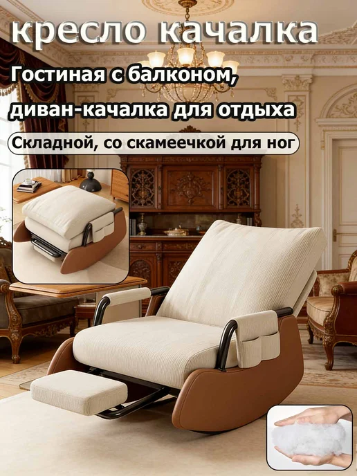 Кресло качалка взрослое для дома складной, вариант