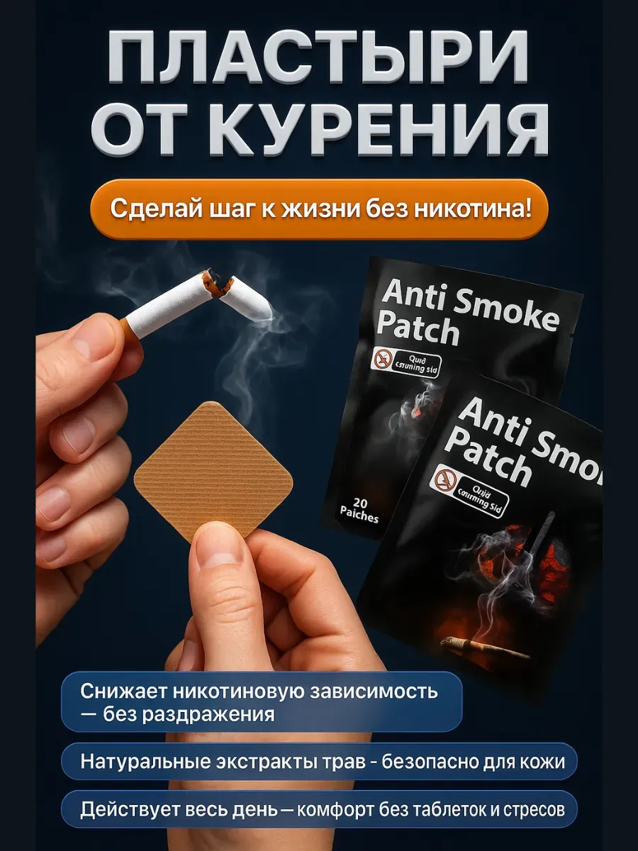 Пластыри от курения для уменьшения зависимости 2 упаковки