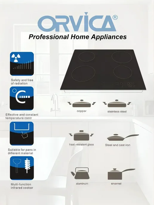 SelAn Плитка электрическая четырехконфорочная инфракрасная, черный, фото 5