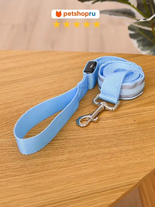 PetShop Светящийся поводок для собак "Неон", голубой, 120*2,5 см, 120x2.5 см, фото 2