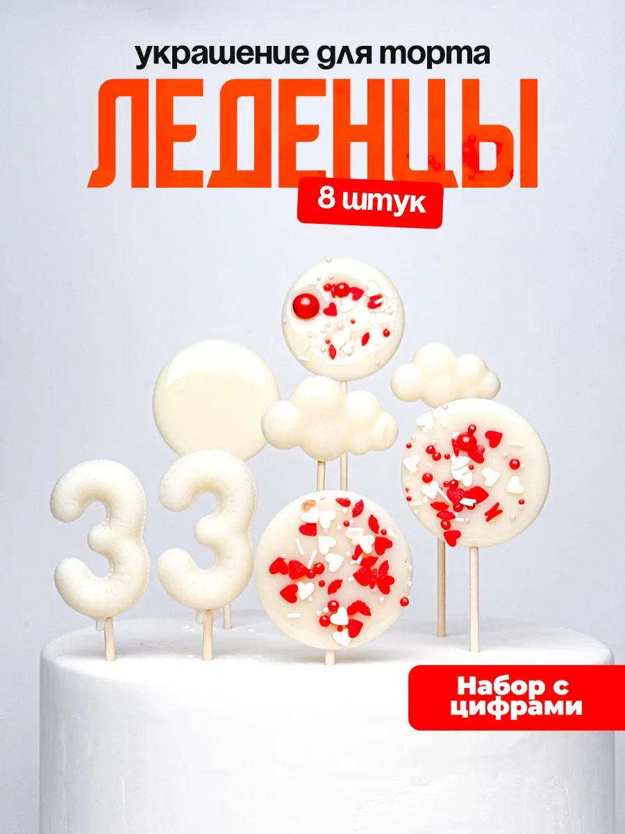 Леденцы для торта с цифрой 33. Украшения торта