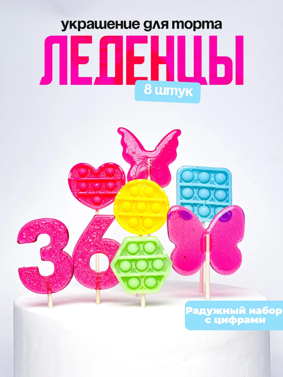 Леденцы для торта с цифрой 36. Украшения торта