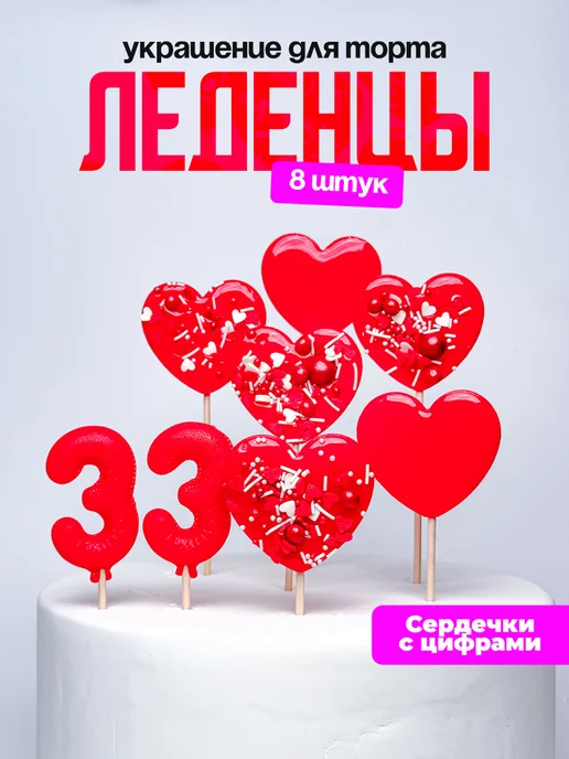 Леденцы для торта с цифрой 33. Украшения торта