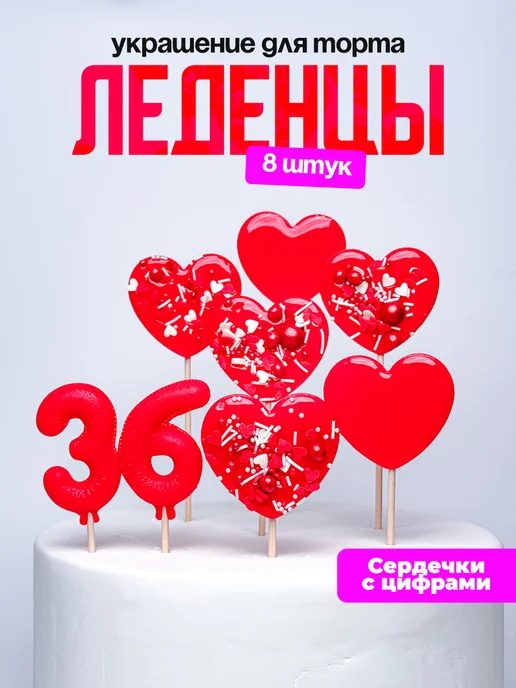 Леденцы для торта с цифрой 36. Украшения торта