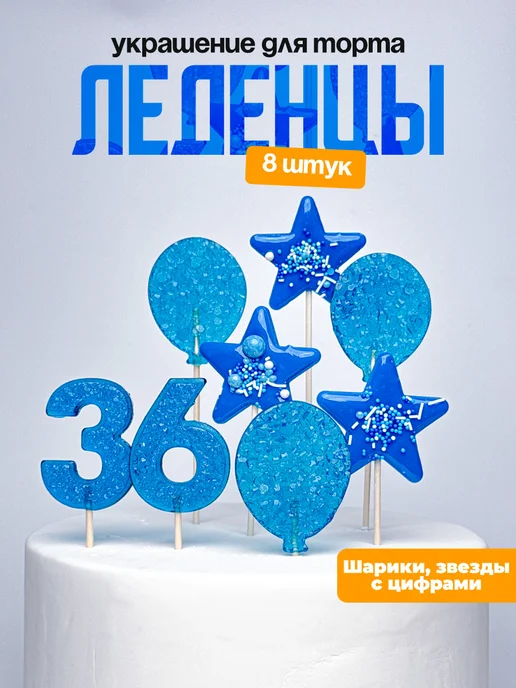 Леденцы для торта с цифрой 36. Украшения торта