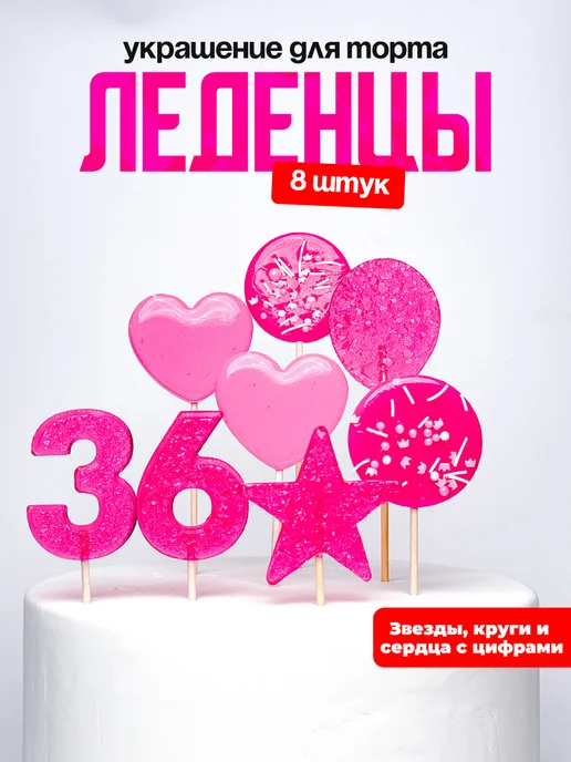 Леденцы для торта с цифрой 36. Украшения торта