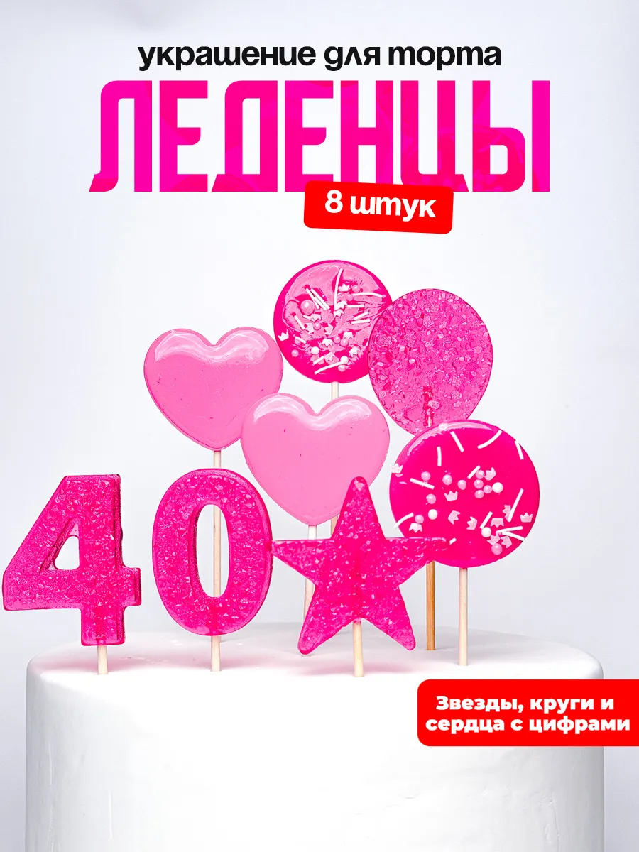 Леденцы для торта с цифрой 40. Украшения торта
