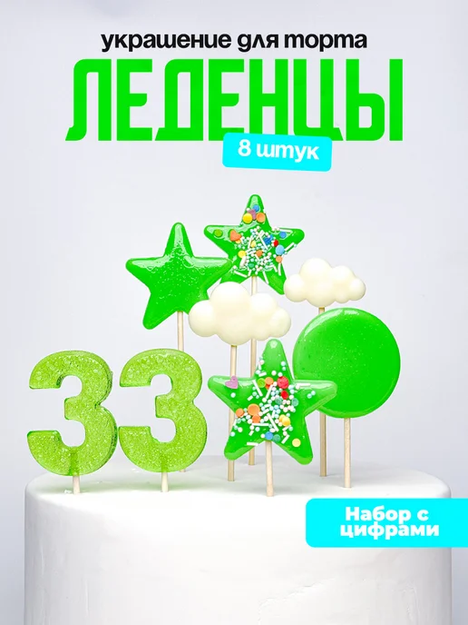 Леденцы для торта с цифрой 33. Украшения торта