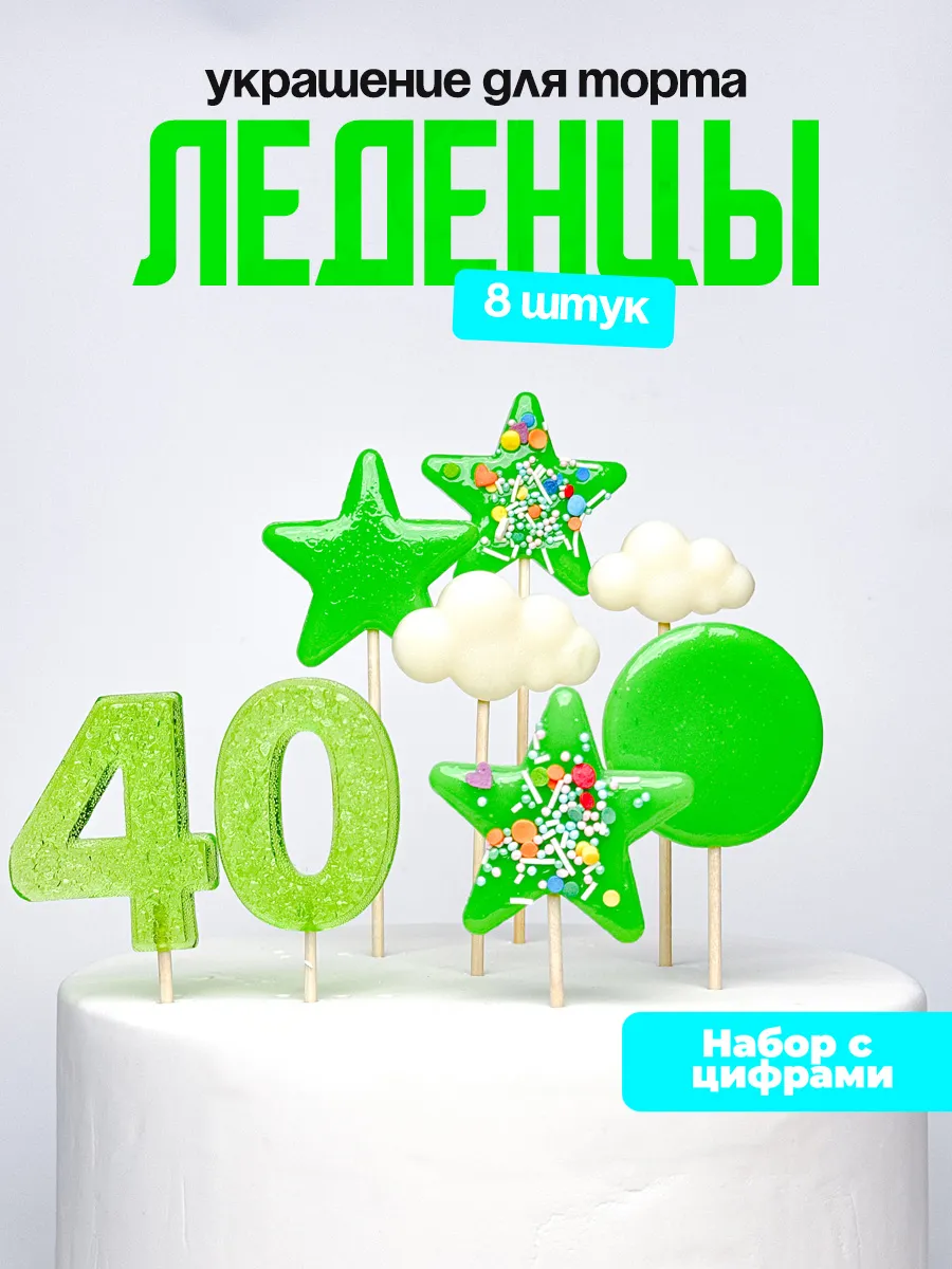 Леденцы для торта с цифрой 40. Украшения торта