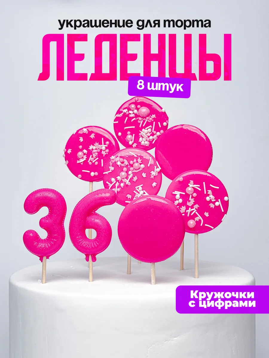 Леденцы для торта с цифрой 36. Украшения торта
