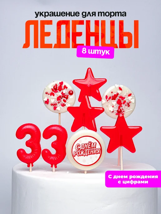 Леденцы для торта с цифрой 33. Украшения торта
