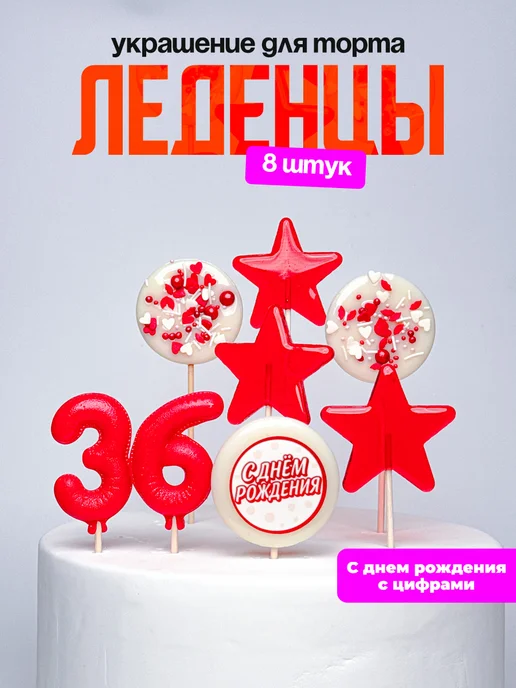 Леденцы для торта с цифрой 36. Украшения торта