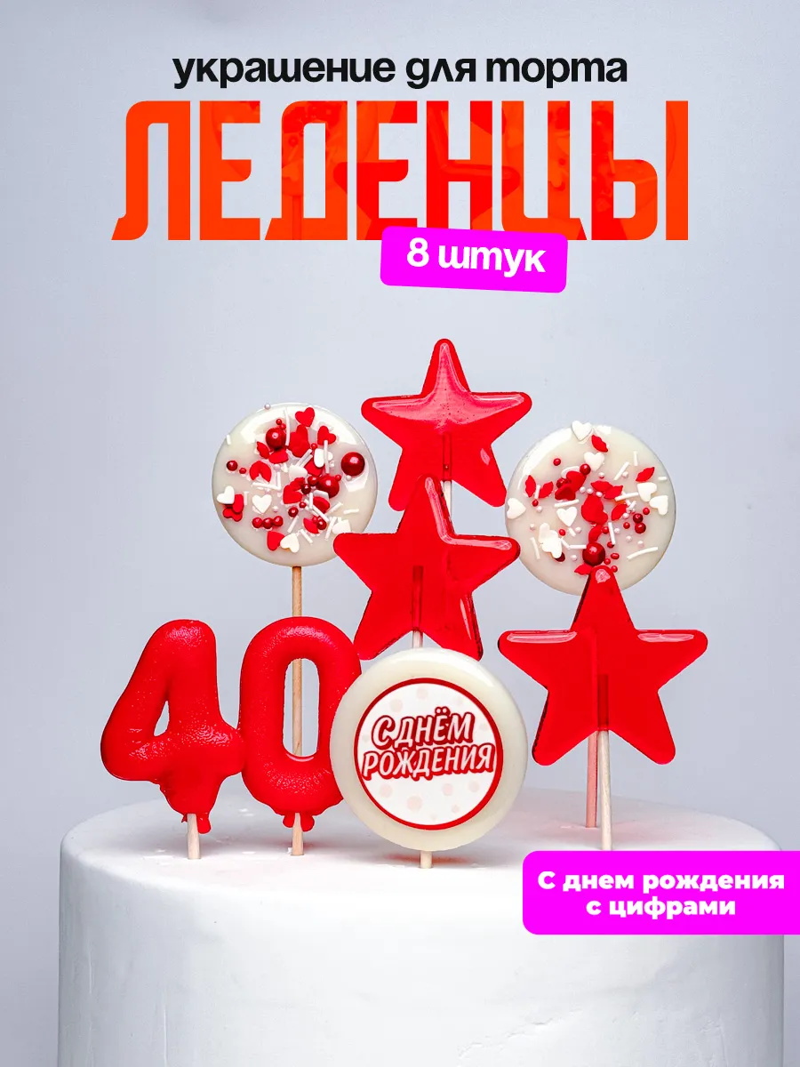 Леденцы для торта с цифрой 40. Украшения торта