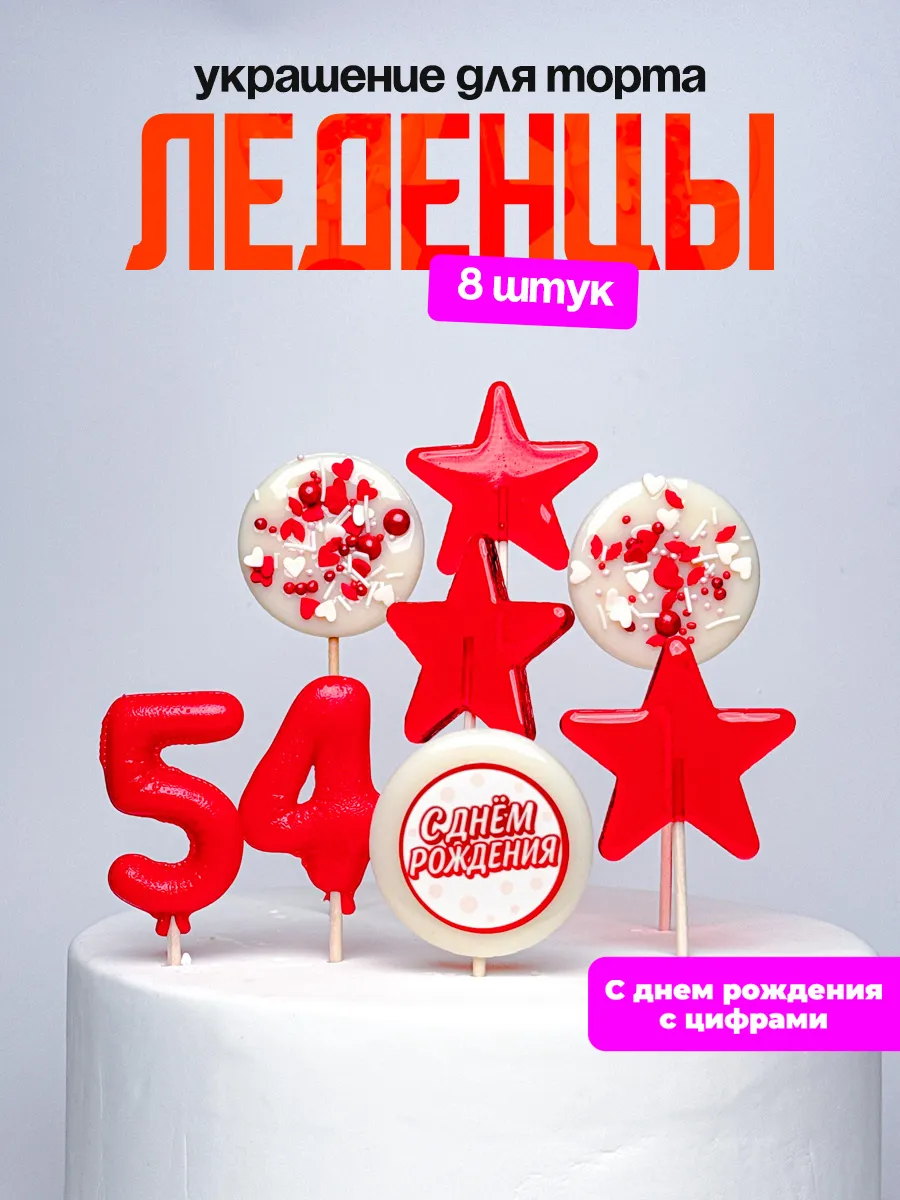 Леденцы для торта с цифрой 54. Украшения торта