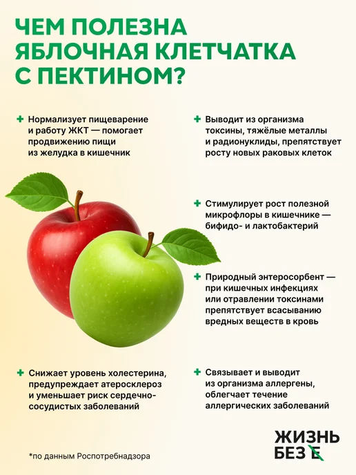 ЖИЗНЬ без Е Клетчатка комплексная источник инулина пребиотика пектина, 10 шт, фото 7