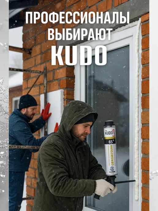 KUDO Зимняя Пена полиуретановая монтажная TREND 65, 1000мл, 2шт, 1 л, 2 шт, фото 6