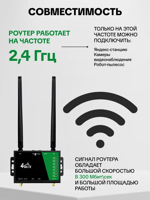 МСХ Роутер Wi-Fi с сим картой с выносными антеннами, черный, фото 2