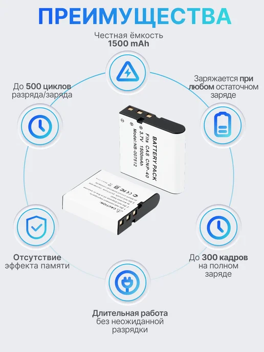 BeCharge Аккумулятор СNP-40 для фотоаппарата и камеры 1500mAh, 1500 мАч, фото 2