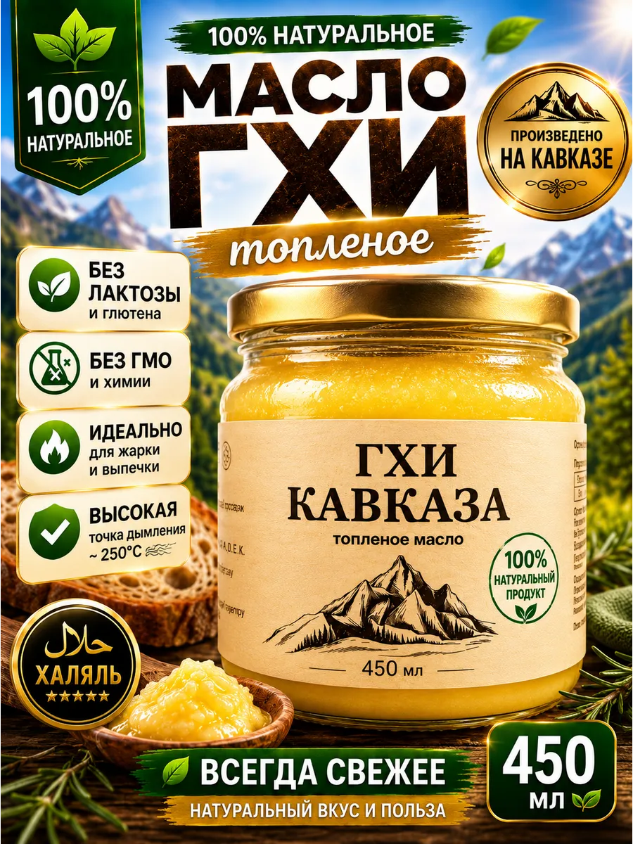 масло гхи натуральное топленое для жарки кавказское