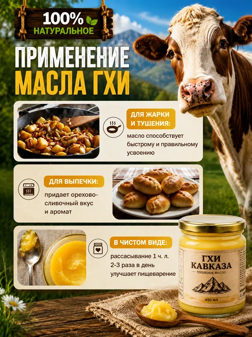 ГХИ КАВКАЗА масло гхи натуральное топленое для жарки кавказское, вариант, фото 4