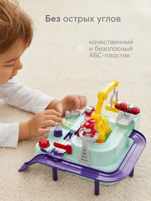 Автотрек с машинками и дорогой игрушечный транспорт, зеленый, фото 2