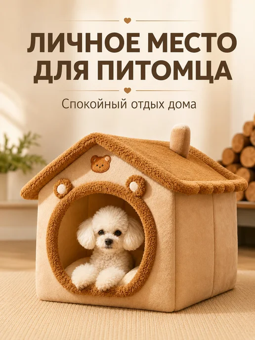 Домик для собак мелких пород мягкий с подушкой M, M, фото 7