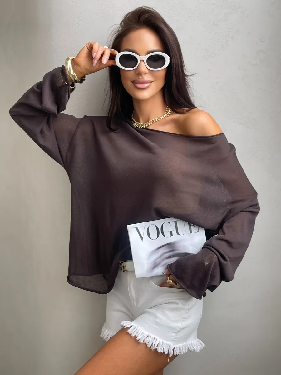 Летняя вязаная кофта оверсайз сетка паутинка