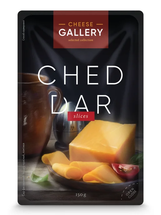 Cheese Gallery Сыр Чеддер красный полутвердый нарезка 50%, 1, красный