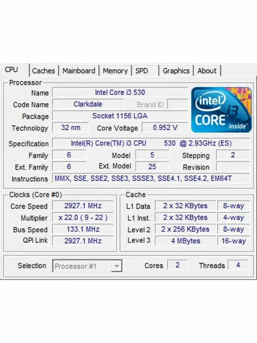 Процессор Intel Core i3-530 LGA1156 2 ядра 4 потока, вариант, фото 2