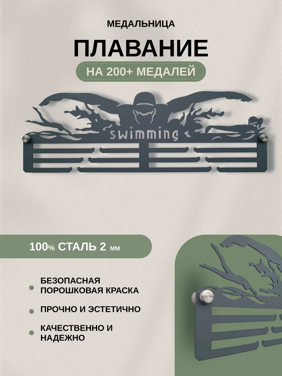 Металлическая медальница "Плавание"