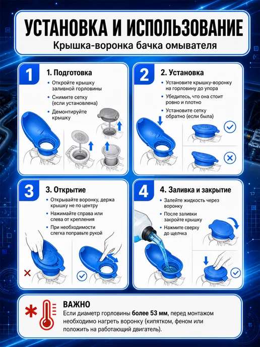 АТГШОП Автомобильная крышка воронка на бачок омывателя, вариант, фото 3