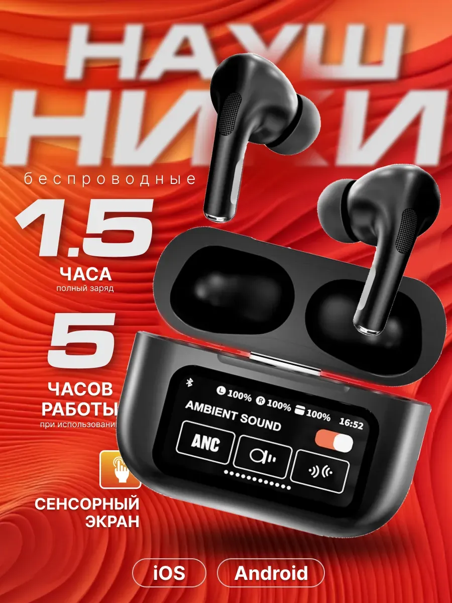 Беспроводные наушники сенсорный цветной экран Air Pods