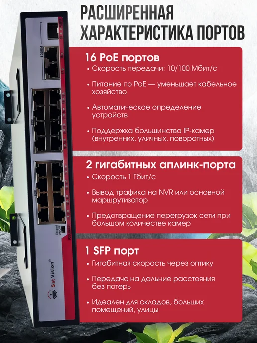 Коммутатор POE 8 + 2 Uplink порта 250 m, 16+2+1sfp 1000мб, фото 2