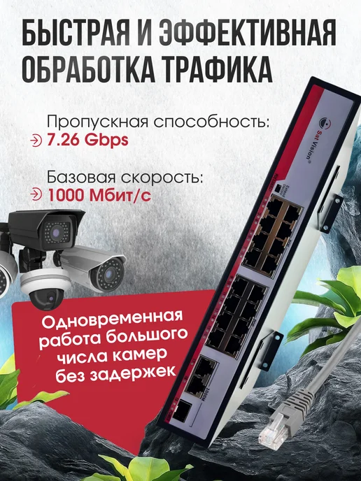 Коммутатор POE 8 + 2 Uplink порта 250 m, 16+2+1sfp 1000мб, фото 3