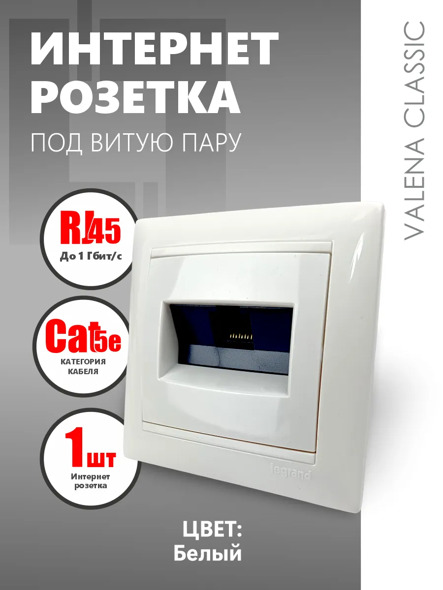 Интернет розетка RJ-45 1 шт + 1 шт рамка